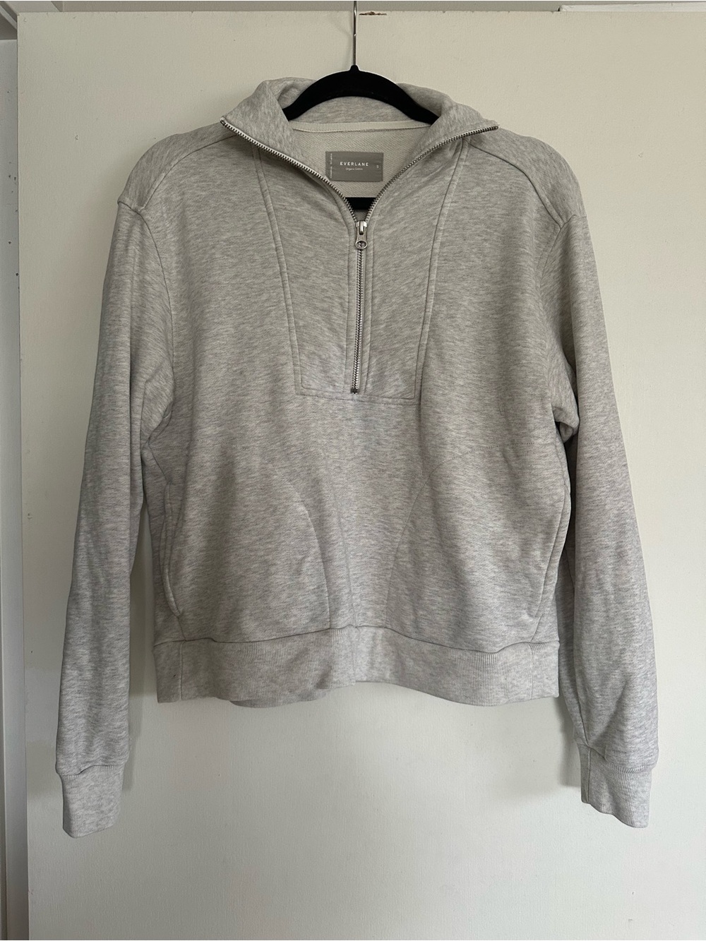 Everlane Light Gray Half-Zip Hooded Sweatshirt - Women's